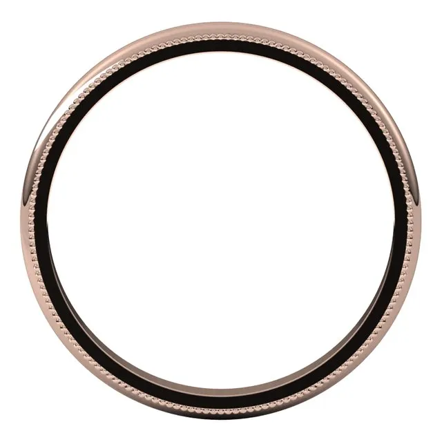 Rings TreasureFineJewelers 10K Rose Gold 25 mm Milgrain Half Round Wedding Band