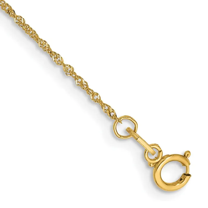Rings TreasureFineJewelers 14K 7 inch 1mm Singapore with Spring Ring Clasp Chain Rings TreasureFineJewelers 14K 7 inch 1mm Singapore with Spring Ring Clasp Chain