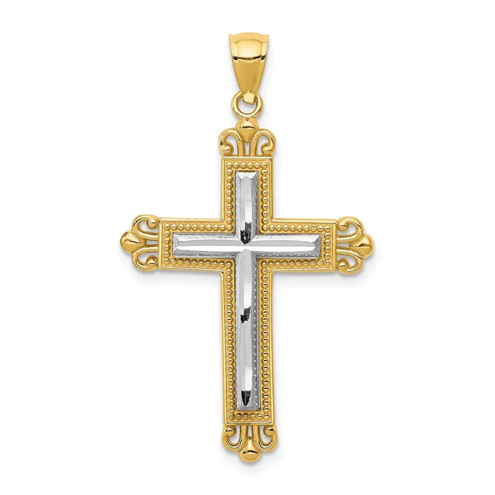 Rings TreasureFineJewelers 14k Twotone Cross Pendant