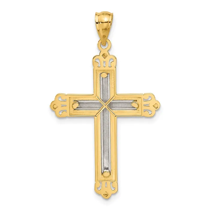 Rings TreasureFineJewelers 14k Twotone Cross Pendant