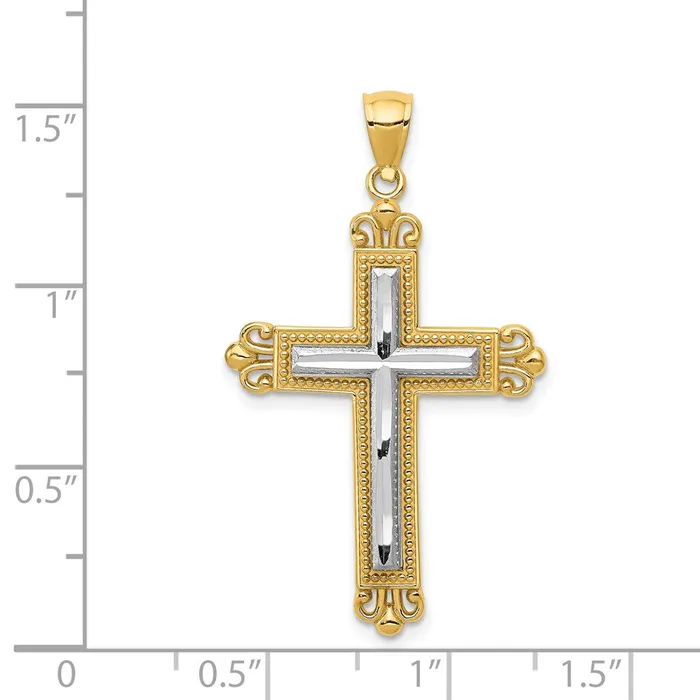 Rings TreasureFineJewelers 14k Twotone Cross Pendant