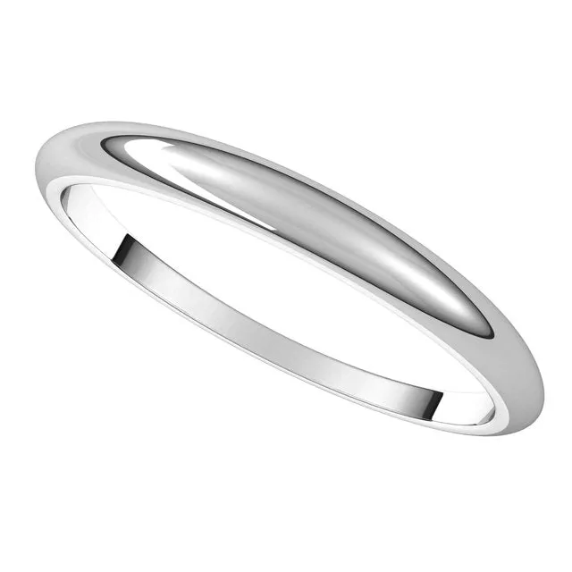 Rings TreasureFineJewelers 14K White Gold 25 mm Half Round Tapered Wedding Band