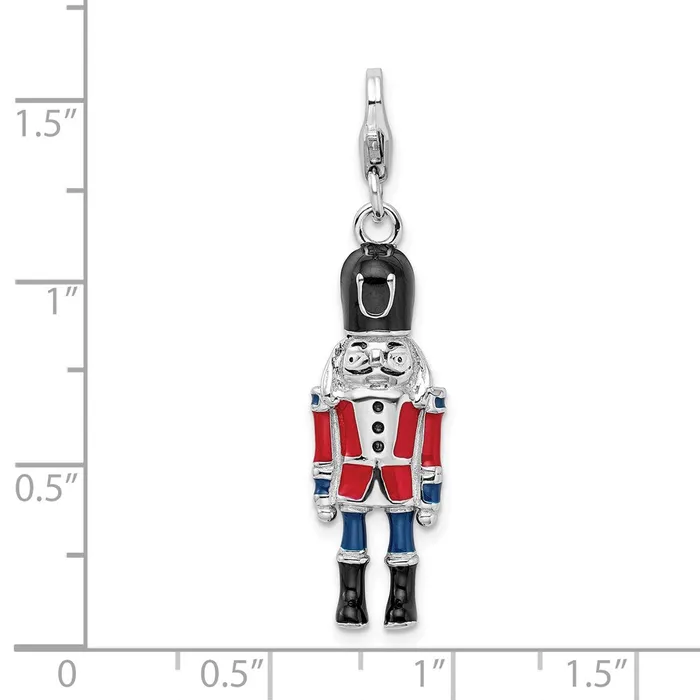 Rings TreasureFineJewelers Sterling Silver Amore La Vita Rhodiumpl 3D Enameled Nut Cracker Charm