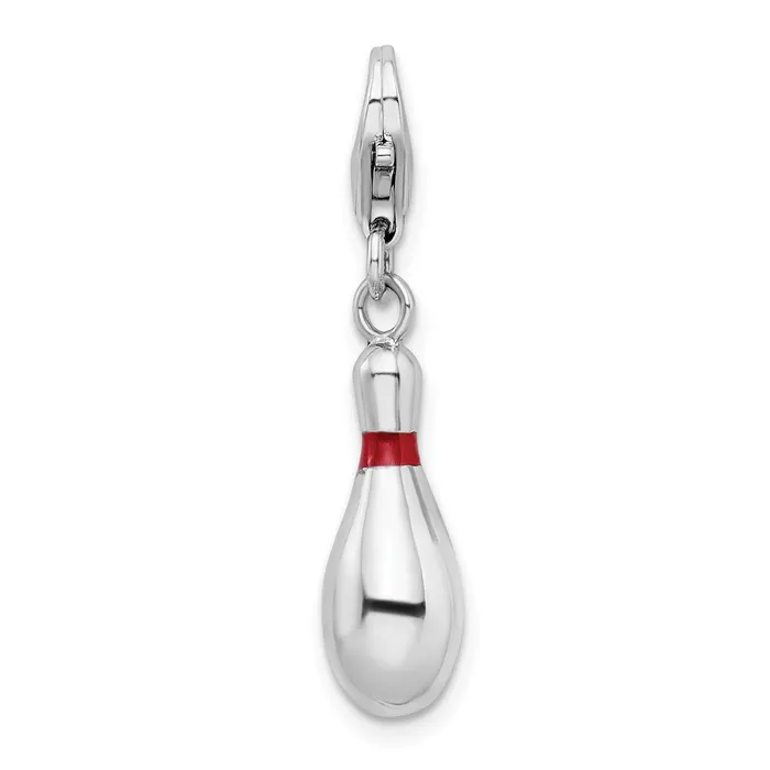 Rings TreasureFineJewelers Sterling Silver Amore La Vita Rhodiumpl Enameled Bowling Pin Charm Rings TreasureFineJewelers Sterling Silver Amore La Vita Rhodiumpl Enameled Bowling Pin Charm