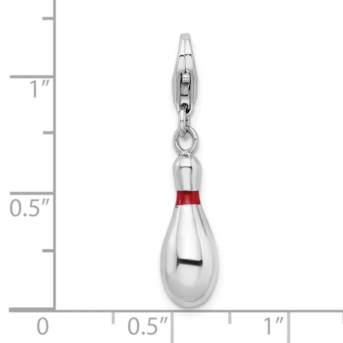 Rings TreasureFineJewelers Sterling Silver Amore La Vita Rhodiumpl Enameled Bowling Pin Charm