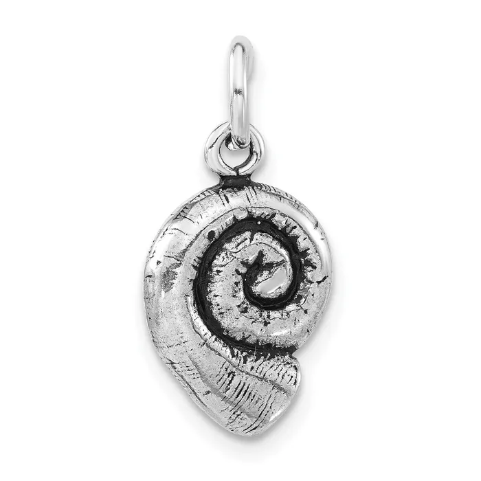 Rings TreasureFineJewelers Sterling Silver Antiqued Seashell Charm
