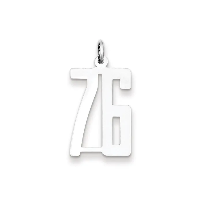Rings TreasureFineJewelers Sterling SilverRhodiumplated Elongated Number 76 Charm Rings TreasureFineJewelers Sterling SilverRhodiumplated Elongated Number 76 Charm