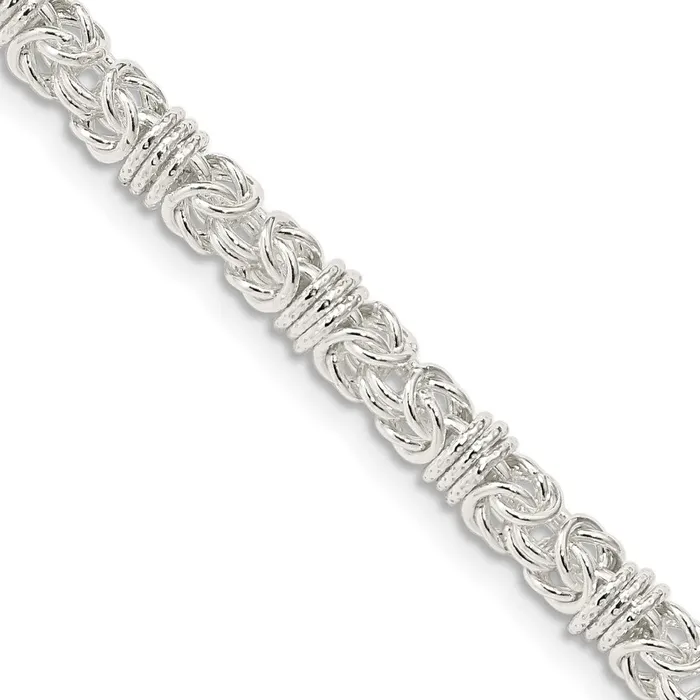 Sterling Silver 4mm Fancy Byzantine Chain TreasureFineJewelers Rings