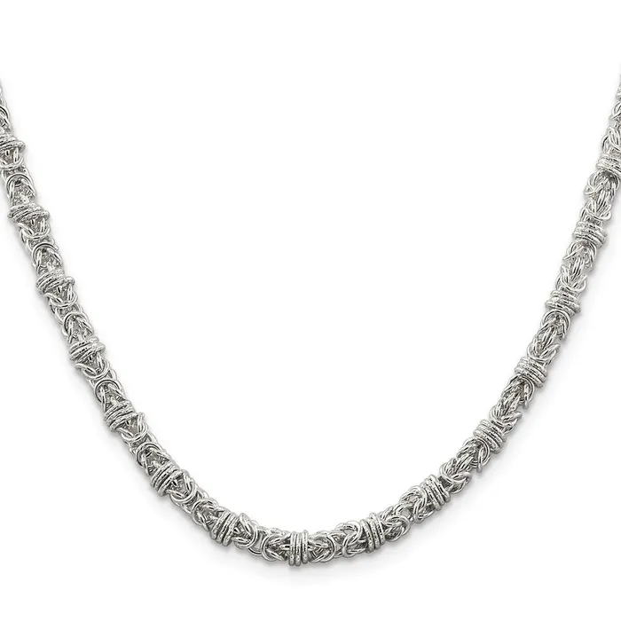 Sterling Silver 4mm Fancy Byzantine Chain TreasureFineJewelers Rings