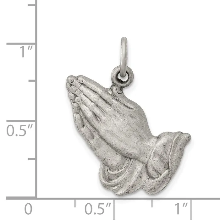 Sterling Silver Antiqued Praying Hands Charm TreasureFineJewelers Rings