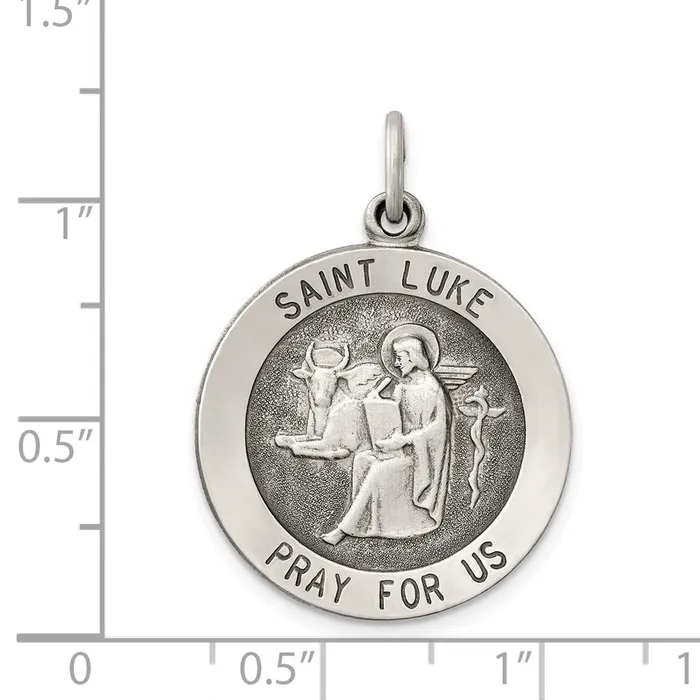 Sterling Silver Antiqued Saint Luke Medal TreasureFineJewelers Rings