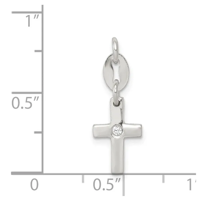 Sterling Silver CZ Polished Cross Charm TreasureFineJewelers Rings