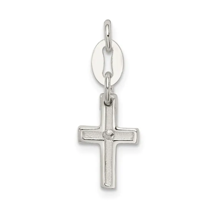 Sterling Silver CZ Polished Cross Charm TreasureFineJewelers Rings