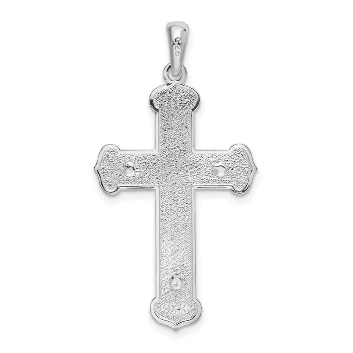 Sterling Silver Polished Budded Crucifix Pendant TreasureFineJewelers Necklaces