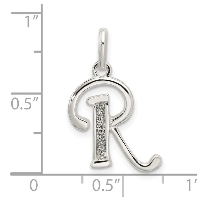 Sterling Silver Polished Glitter Enamel Letter R Initial Charm TreasureFineJewelers Rings