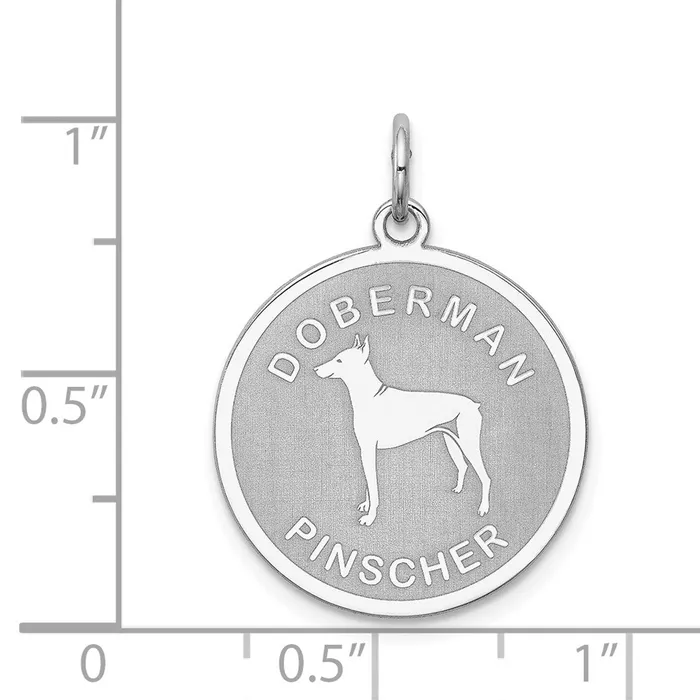 Sterling Silver Rhodiumplated Doberman Pinscher Disc Charm TreasureFineJewelers Rings