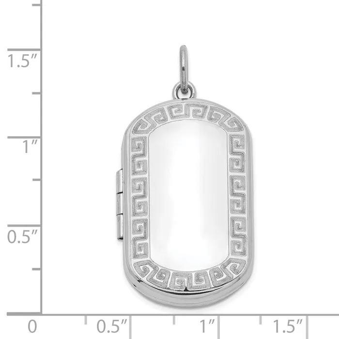 Sterling Silver Rhodiumplated Greek Key Border Rectangular Locket TreasureFineJewelers Rings