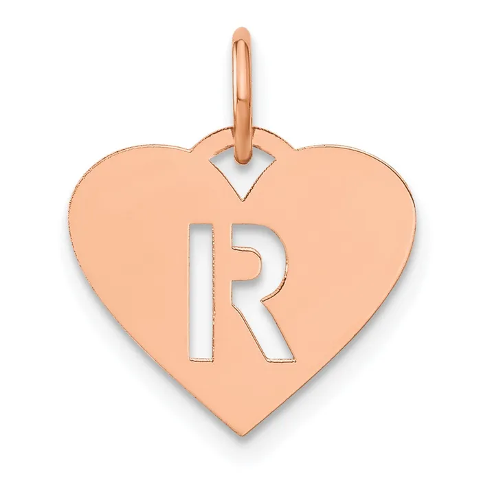 Sterling Silver Roseplated Heart Letter R Initial Charm TreasureFineJewelers Necklaces