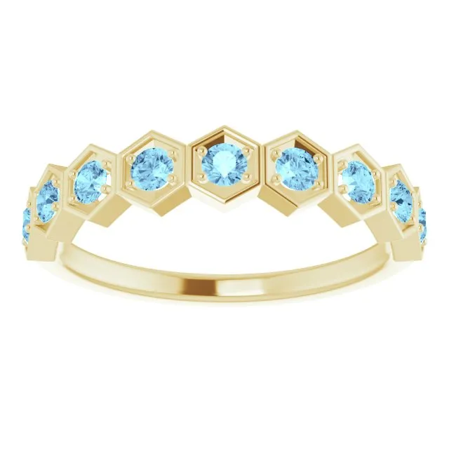 TreasureFineJeweler Rings 14K Yellow Natural Aquamarine Stackable Ring