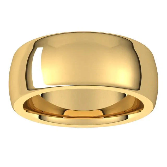 TreasureFineJewelers 14K Yellow Gold 8 mm Half Round Comfort Fit Heavy Wedding Band Rings