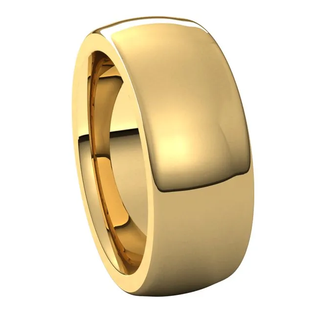 TreasureFineJewelers 14K Yellow Gold 8 mm Half Round Comfort Fit Heavy Wedding Band Rings