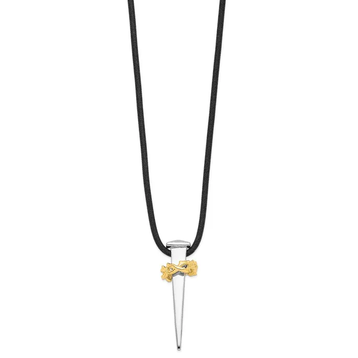 TreasureFineJewelers Necklaces Sentimental Expressions Sterling Silver Goldplated No Greater Love Nail 16 Inch Necklace