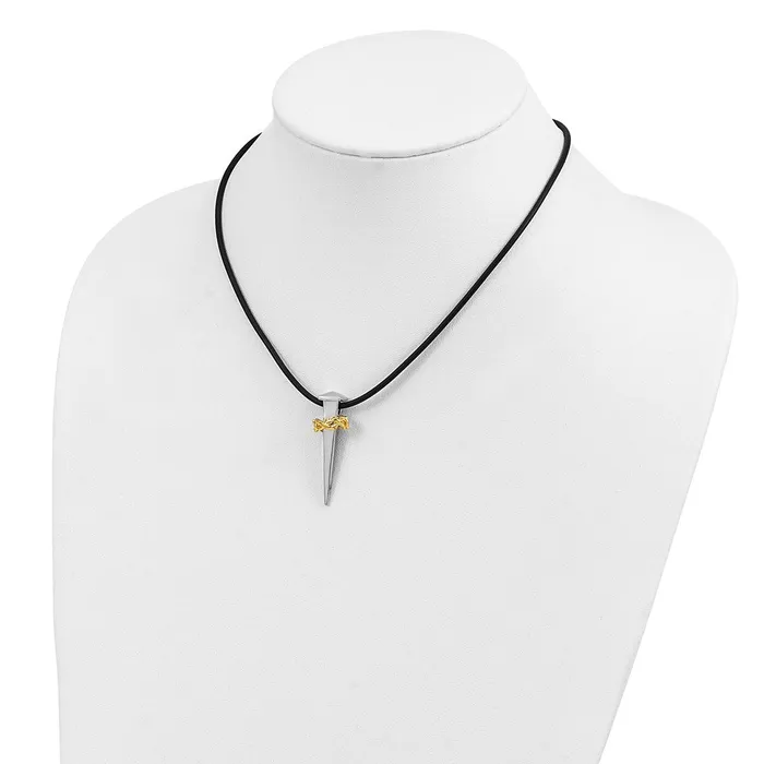 TreasureFineJewelers Necklaces Sentimental Expressions Sterling Silver Goldplated No Greater Love Nail 16 Inch Necklace