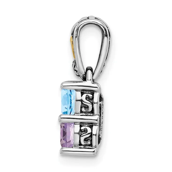 TreasureFineJewelers Necklaces Sterling Silver 14k Twostone and Diamond Mothers Pendant SemiMount
