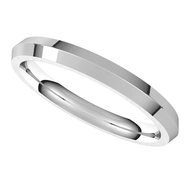 TreasureFineJewelers Rings 18K White Gold 25 mm Knife Edge Comfort Fit Wedding Band