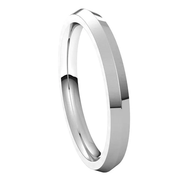 TreasureFineJewelers Rings 18K White Gold 25 mm Knife Edge Comfort Fit Wedding Band