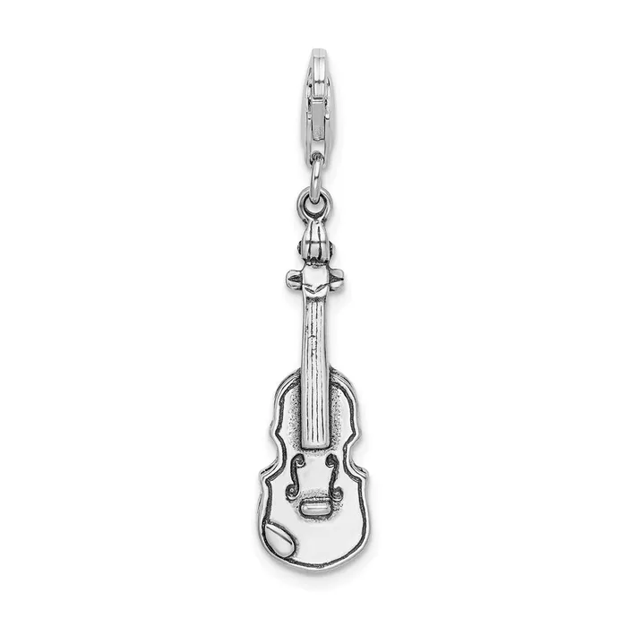 TreasureFineJewelers Rings Sterling Silver Amore La Vita Rhodiumplated 3D Antiqued Violin Charm TreasureFineJewelers Rings Sterling Silver Amore La Vita Rhodiumplated 3D Antiqued Violin Charm