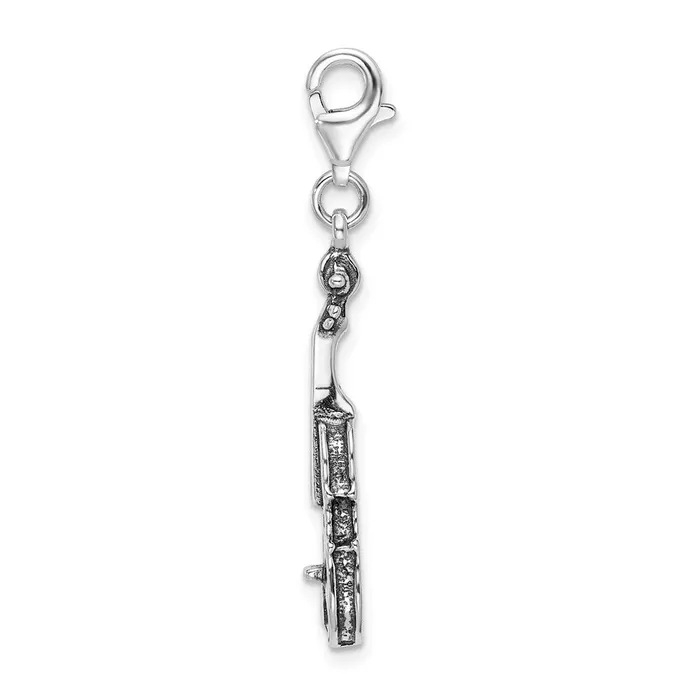 TreasureFineJewelers Rings Sterling Silver Amore La Vita Rhodiumplated 3D Antiqued Violin Charm