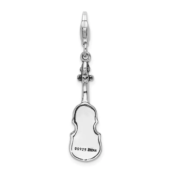 TreasureFineJewelers Rings Sterling Silver Amore La Vita Rhodiumplated 3D Antiqued Violin Charm