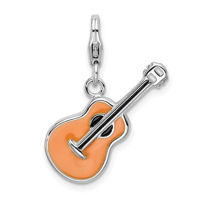 TreasureFineJewelers Rings Sterling Silver Amore La Vita Rhodiumplated 3D Enameled Guitar Charm TreasureFineJewelers Rings Sterling Silver Amore La Vita Rhodiumplated 3D Enameled Guitar Charm