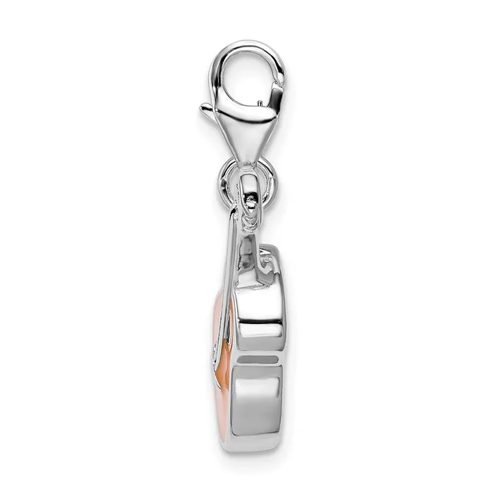 TreasureFineJewelers Rings Sterling Silver Amore La Vita Rhodiumplated 3D Enameled Guitar Charm
