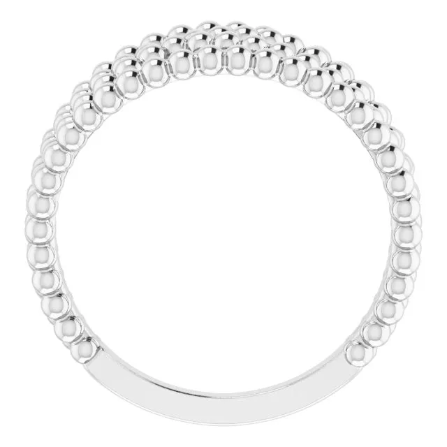 TreasureFineJewelers Rings Sterling Silver Beaded CrissCross Ring