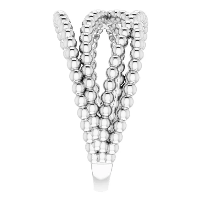 TreasureFineJewelers Rings Sterling Silver Beaded CrissCross Ring