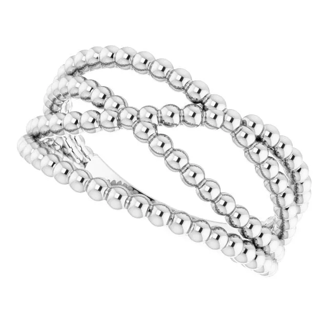 TreasureFineJewelers Rings Sterling Silver Beaded CrissCross Ring