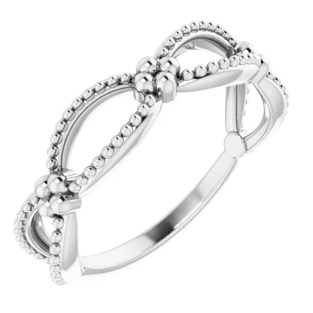 TreasureFineJewelers Rings Sterling Silver Beaded Stackable Ring