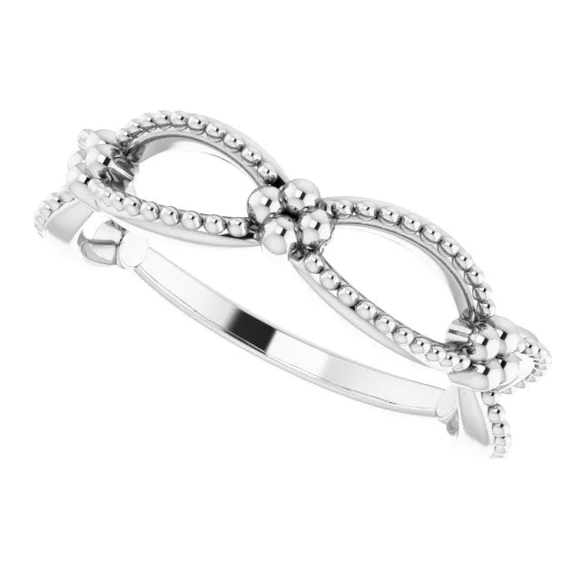 TreasureFineJewelers Rings Sterling Silver Beaded Stackable Ring
