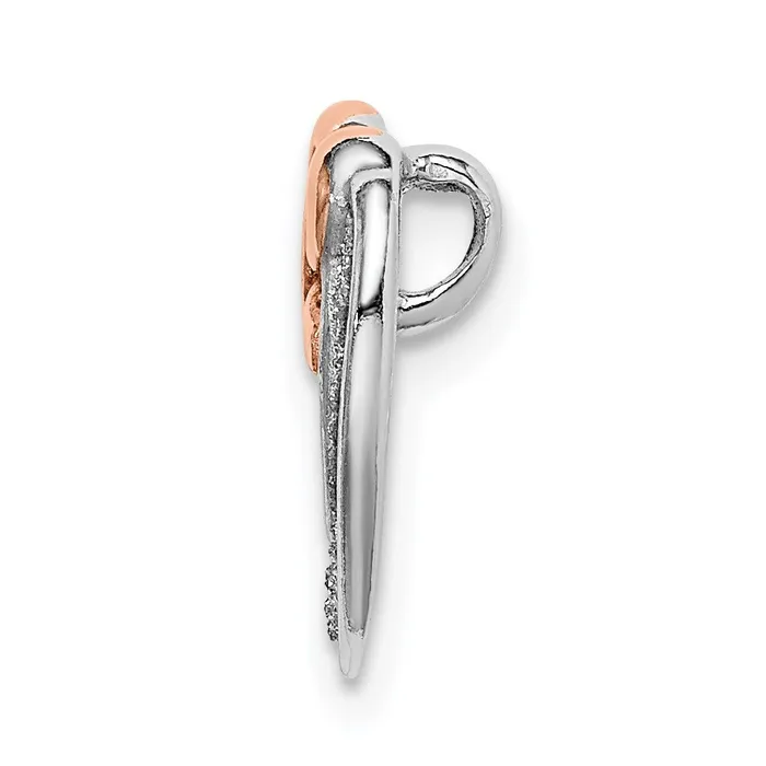 TreasureFineJewelers Rings Sterling Silver Rhodiumplate Rosetone Glitter Enamel Chain Slide