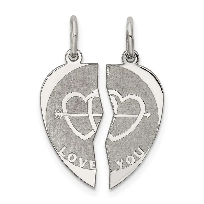 TreasureFineJewelers Rings Sterling Silver Rhodiumplated 2piece I Love You Disc Charm TreasureFineJewelers Rings Sterling Silver Rhodiumplated 2piece I Love You Disc Charm