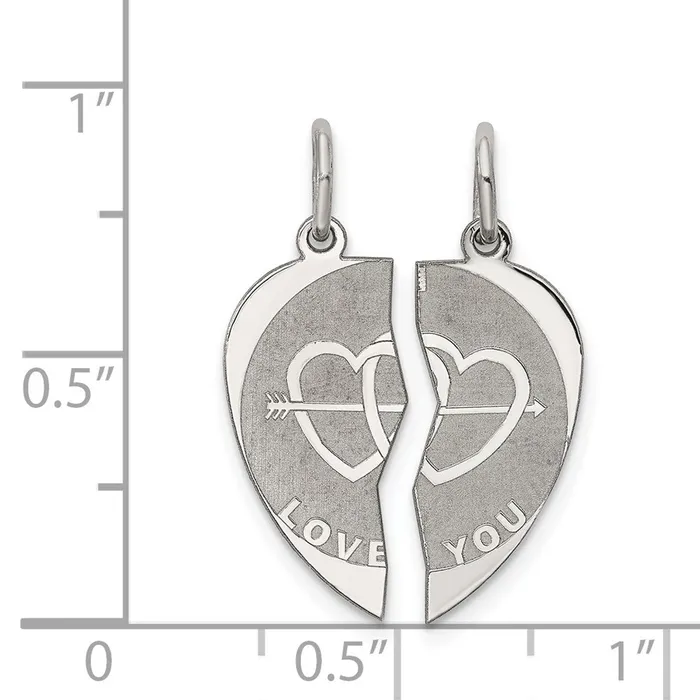 TreasureFineJewelers Rings Sterling Silver Rhodiumplated 2piece I Love You Disc Charm