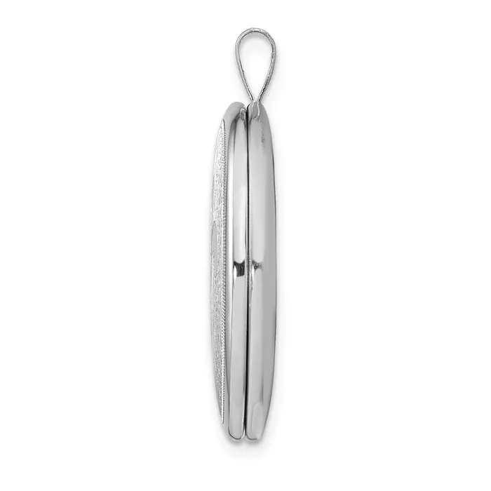 TreasureFineJewelers Rings Sterling Silver Rhodiumplated 26mm Fleur De Lis Oval Locket