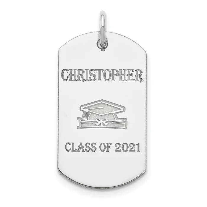 TreasureFineJewelers Rings Sterling Silver Rhodiumplated Personalizable Graduation Dog Tag Charm TreasureFineJewelers Rings Sterling Silver Rhodiumplated Personalizable Graduation Dog Tag Charm