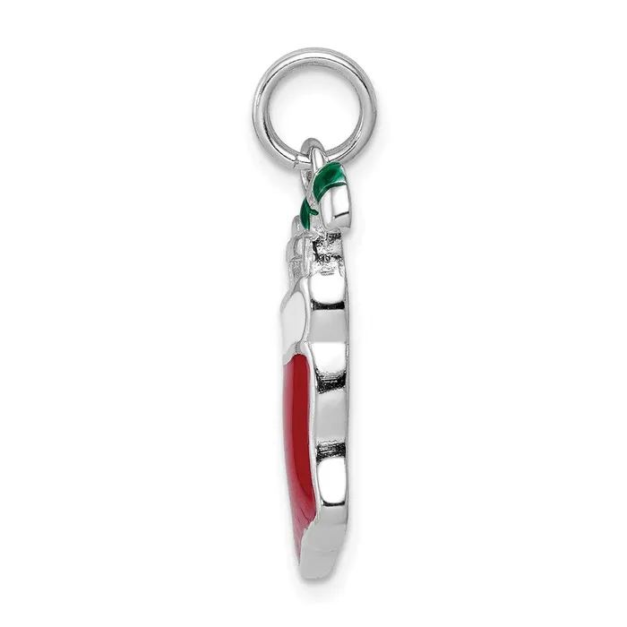 TreasureFineJewelers Rings Sterling Silver RhodiumplatedEnamel Stocking Charm