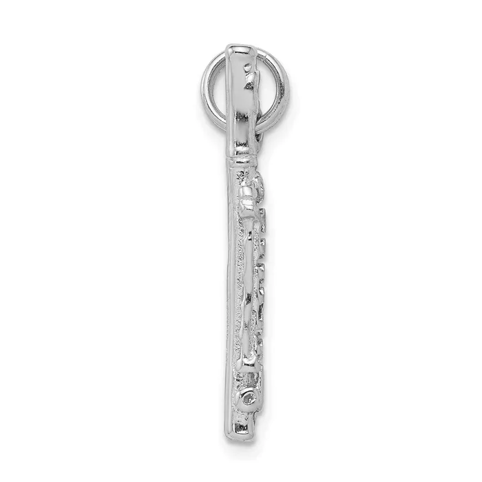 TreasureFineJewelers Rings Sterling Silver RhodiumplatedPolished Flute Charm