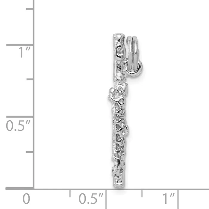 TreasureFineJewelers Rings Sterling Silver RhodiumplatedPolished Flute Charm