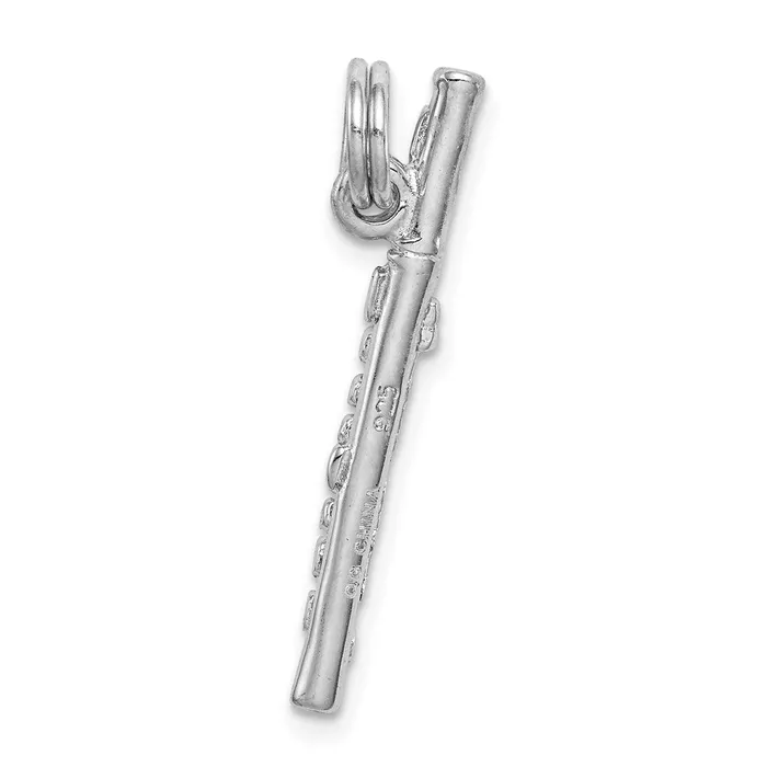 TreasureFineJewelers Rings Sterling Silver RhodiumplatedPolished Flute Charm