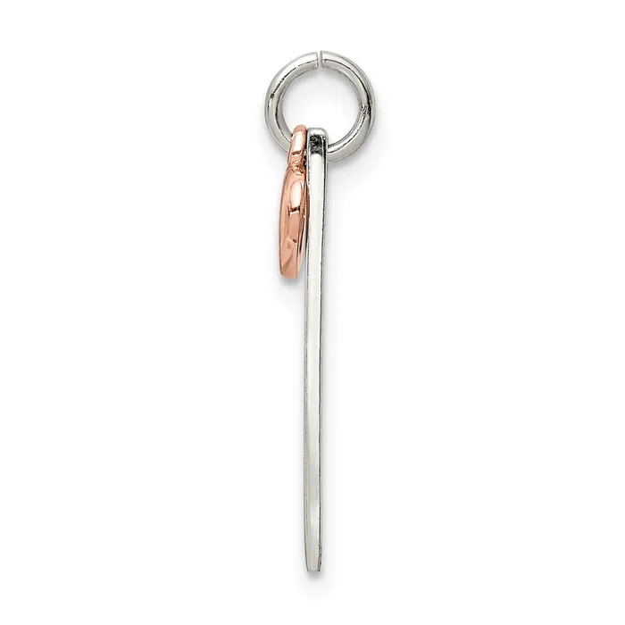 TreasureFineJewelers Rings Sterling Silver Rosetone Bar Heart Charm